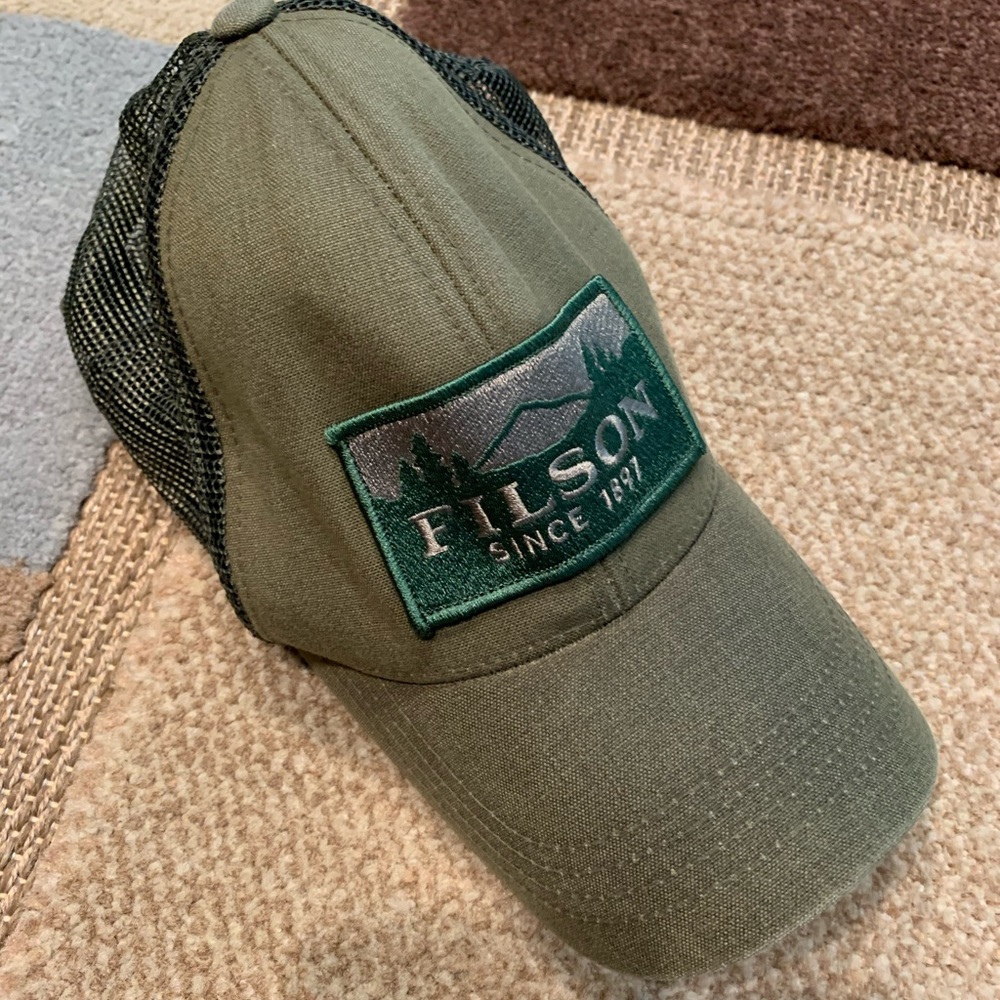 Filson Green Logger Mesh Cap Hat Tin Cloth Trucker